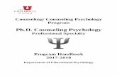 Counseling/ Counseling Psychology Program...1 . COUNSELING/ COUNSELING PSYCHOLOGY PROGRAM COUNSELING PSYCHOLOGY Ph.D. PROFESSIONAL SPECIALTY. 2017 Entering Class. ... settings and
