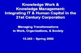 Knowledge Work & Knowledge Management: Knowledge ... · Objectives: Objectives: • A Deeper Understanding of: – Role of Knowledge in the Economy and your Firms – What Types of