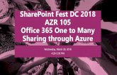 SharePoint Fest DC 2018 AZR 105 Office 365 One to Many ... · SharePoint Fest DC 2018 AZR 105 Office 365 One to Many Sharing through Azure Wednesday, March 28, 2018 4:20-5:30 PM