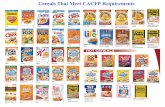 Cereals That Meet CACFP HOT CEREALS Plain c,iuis Orig.nal and al flavors in packets only Plain Plain Plain in packets only SS) WHEAT Plain in packets only Instant Plain in packets