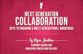 NEXT GENERATION collaboration · Age Numbers GenERATION Z < 19 50+ million Millennials 20-36 76 million Generation X 37-52 51 million baby Boomers 53-71 75 million Builders 72-89