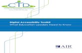 Digital Accessibility Toolkit: What Education Leaders Need to Kno · 2019-12-21 · Digital Accessibility Toolkit . What Education Leaders Need to Know . Alise Crossland, Tracy Gray,