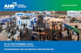 16-19 SEPTEMBER 2019 - AHRI · Personalised post event report AHRI to announce competition winner onsite Print ad in onsite guide (size) 1pg 1pg 1pg 1/2pg 1/2pg 1/4pg ... conference