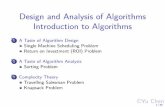 Design and Analysis of Algorithms · Design and Analysis of Algorithms Introduction to Algorithms 1 A Taste of Algorithm Design Single Machine Scheduling Problem Return on Investment