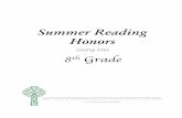 Summer Reading for Incoming 8th Grade English · Summer Reading for Incoming 8th Grade English Honors Students Dear 8th graders and parents, Hello, and welcome to 8th grade! I’m