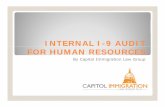 INTERNAL IINTERNAL I--9 AUDIT9 AUDIT FOR HUMAN RESOURCES · INTERNAL IINTERNAL I--9 AUDIT9 AUDIT FOR HUMAN RESOURCES By Capitol Immigration Law Group. Issues to be Covered in Today’s
