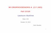 MICROPROCESSORS A (17.383) Fall 2010 Lecture Outlinefaculty.uml.edu/dbowden/ClassPages/2010_Fall_CFT/17... · Lecture Outline Class # 06 October 19, 2010 Dohn Bowden. 2 Today’s