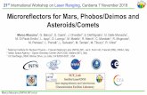 Microreflectors for Mars, Phobos/Deimos and Asteroids/Comets · On Comets/Asteroids: COSPHERA Microreflector array: 18 CCRs of the same kind of INRRI, LaRRI, and LaRA on a sphere