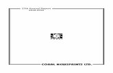 27th Annual Report 2018-2019 - Coral Newsprints Limited · 2019-12-13 · Gulvardhan Malik & Co. Ms. Priyanka, ACS Chartered Accountants G.F., F-54, Dilshad Colony Delhi-110095 Mob.