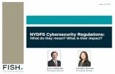 NYDFS Cybersecurity Regulations - Fish & Richardson · 2017-12-13 · Introduction • New York Division of Financial Services (NYDFS) promulgated substantive, first-in-nation cybersecurity