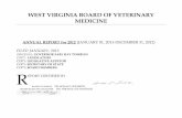 WEST VIRGINIA BOARDWEST VIRGINIA BOARD OF VETERINARY MEDICINE. ANNUAL REPORT for 2012 (JANUARY 01, 2011-DECEMBER 31, 2012) ... Ball Jan M. 8419 Huntington Dog & Cat Hospital 200 5th
