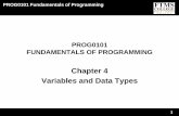 Chapter 4 Variables and Data Types - FTMS...Variables and Data Types Variables • Variables store everything in your program. • The purpose of any useful program is to modify variables.