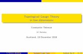 Topological Gauge Theory in low dimensionsteleman/math/Auckland.pdf · 7 Coulomb branches of 3D and 4D gauge theory C. Teleman (Berkeley) Topological Gauge Theory Auckland, Dec 18