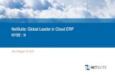 NetSuite: Global Leader in Cloud ERP · Cloud Advertising CRM Cloud Payments HR Rapid Cloud ERP Growth Source: Gartner, Feb 2013, Public Cloud Service Subsegment, CAGR% (2011-16)