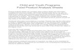Child and Youth Programs Food Product Analysis SheetsFood Product Analysis Sheets Product analysis sheets are compiled using nutrition labels and information available from the food