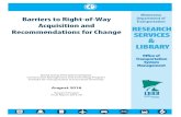 Barriers to Right-of-Way Acquisition and Recommendations for … · 2017-03-21 · property acquisition, project delivery, construction projects, transportation planning, right of