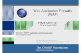 Web Application Firewalls (WAF) - Cert-IST · PDF file Liste les fonctionnalités possibles d’un WAF et non les fonctions minimum nécessaires d’un WAF Permet d’évaluer techniquement