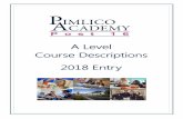 A Level Course Descriptions 2018 Entry - Pimlico Academy · prefer one from iology, hemistry, Mathematics or Physics. History ESSENTIAL ADVAN ED LEVEL QUALIFI ATIONS: Most degrees