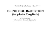 Blind SQL injection in plain English - University of Texas ... · Blind vs Normal SQL injection : The difference. Basic Blind SQL injection. TAKE A LOOK AT THIS VULNERABLE SHOPPING