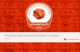 The Most Attractive Employers in Spain...4 The Most Attractive Employers of 2018 – Business/Commerce 5 1 Google 2 Apple 3 INDITEX 4 BBVA 5 Amazon 6 Grupo Santander 7 NH Hotel Group