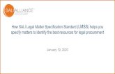 How SALI Legal Matter Specification Standard … SALI Webinar.pdf2020/01/19  · How SALI Legal Matter Specification Standard (LMSS) helps you specify matters to identify the best
