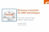 Business ecosystem for SMR Technologies - WordPress.com · Ecosystems & Business Finland funding instruments Co-innovation project 2 years Co-innovation project II Co-innovation project