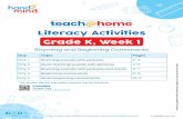 Grade K, Week 1 - hand2mindathome.com€¦ · Grade K, Week 1 Rhyming and Beginning Consonants Day Topic Pages Day 1 Rhyming sounds with pictures 2–3 Day 2 More rhyming sounds with