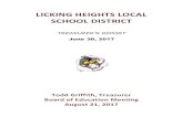 LICKING HEIGHTS LOCAL SCHOOL DISTRICT June 2017 Board Report.pdf · Amount Not Transferred 35,609.03 Needs Transferred (200.00) Underwithheld for H.S.A. 125.00 Todd Griffith, Treasurer