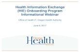 Health Information Exchange (HIE) Onboarding Program ... · –Require HIEs to provide some meaningful support for providers’ costs (in-kind or other support) –Require HIEs to