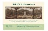 RHS Libraries Resources - Gardens and parks · Gardens and parks: finding out about the places where garden history is made ... sources for garden descriptions and illustrations of