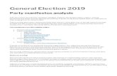 General Election 2019 - Friends of the Earth | Home · 2020-05-04 · General Election 2019 Party manifestos analysis This document records the manifesto pledges made by the Conservative,