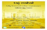 Taj Mahal Menu.pdf · . Welcome to the Taj Mahal Biggar The Taj Mahal is a family-run restaurant which combines top-class food with first-class service. Our aim is your complete satisfaction