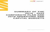 SUMMARY OF THE 2018 2022 CORPORATE PLAN AND 2018 OPERATING AND CAPITAL BUDGETS · 2019-02-28 · SUMMARY OF THE 2018-2022 CORPORATE PLAN / 5 EXECUTIVE SUMMARY VIA Rail, which celebrates