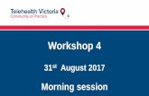 Workshop 4 - telehealthvictoria.org.au · Outcomes •Ortho Reg is a telehealth convert •Extensive dialogue between ID consultant & Ortho Reg •Formulation of clear plan • GP