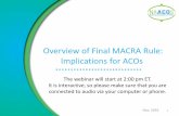 Overview of Final MACRA Rule: Implications for ACOs … · Overview of Final MACRA Rule: Implications for ACOs Nov. 2016 1 The webinar will start at 2:00 pm ET. It is interactive,