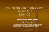 Homicidios cometidos en Hermosillo 2004-05 · Homicidio calificado: Este tipo de homicidio se considera el más grave porque se realiza con varias agravantes. Ejemplo un asalto a
