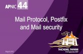 Mail Protocol, Postfix and Mail security · n Postfix n Qmail n MS Exchange n CC:Mail n Lotus Notes n ….etc. Problems with simple SMTP The first one relates to message length. Some
