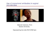 Use of monoclonal antibodies in vaginal microbicides · as Vaginal Microbicides • Antibodies are natural mediators of protection against STIs in the genital tract (safe) • Vagina