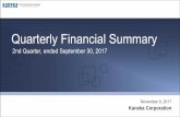 Quarterly Financial Summary - KANEKA › wp-kaneka › wp-content › uploads › 2017 › … · Quarterly Financial Summary 2nd Quarter, ended September 30, 2017 November 9, 2017.