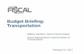 Budget Briefing: Transportation · o $453.8 million, or 11%, of the FY 2016-17 Transportation budget is appropriated for public transportation programs including: •Capital and operating