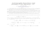 Automorphic Functions And Fermat’s Last Theorem 2vixra.org › pdf › 1012.0008v3.pdf · Automorphic Functions And Fermat’s Last Theorem（2） Chun-Xuan Jiang P. O. Box 3924,