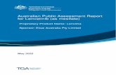 Australian Public Assessment Report for Lenvatinib …...Australian Public Assessment Report for Lenvatinib (as mesilate) Proprietary Product Name: Lenvima Sponsor: Eisai Australia