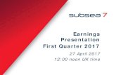 Earnings Presentation First Quarter 2017 › content › dam › subsea7... · Q1 Backlog and order intake • Backlog of $5.7 billion (1), as at 31 March 2017 • $0.6 billion new