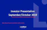 Investor Presentation September/October 2019 · 2019-09-27 · Investor Presentation September/October 2019 ... This Presentation is made to and is directed only at persons who are