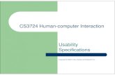 CS3724 Human-computer Interaction Usability Specificationscourses.cs.vt.edu/~cs3724/summer1-2005-pyla/notes-1/05-Uspecs.pdf · 38 Uspecs Team Exercise – Usability Specifications