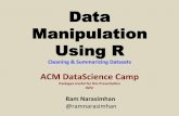 Data Manipulation Using R - WordPress.com › 2014 › 10 › data-manipu… · Data Manipulation Using R Cleaning&SummarizingDatasets (ACM DataScienceCamp(Packages(Useful(for(this(Presenta