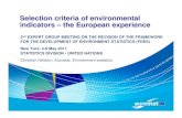Selection criteria of environmental indicators – the ...mdgs.un.org › unsd › ENVIRONMENT › FDES › EGM2 › EGM-FDES.2... · Selection criteria of environmental indicators
