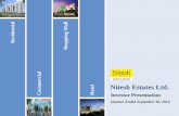 el Nitesh Estates Ltd. Meet/210551_20141111.pdf · PDF file Operating Officer of Nitesh Estates said: “We are pleased with the 46% sequential growth in revenue and the corresponding
