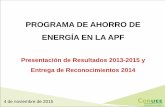 Presentación de PowerPointPresentación de Resultados 2013-2015 y Entrega de Reconocimientos 2014 1. Bienvenida 2. Balance 2013-2015 y perspectivas del Programa de Eficiencia Energética