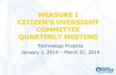 MEASURE I CITIZEN’S OVERSIGHT COMMITTEE QUARTERLY MEETING · Technology Projects January 1, 2014 – March 31, 2014 MEASURE I CITIZEN’S OVERSIGHT COMMITTEE QUARTERLY MEETING